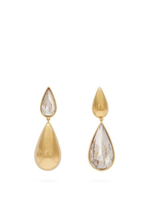 Matchesfashion.com Ryan Storer - Hidden Tear Crystal Embellished Earrings - Womens - Gold