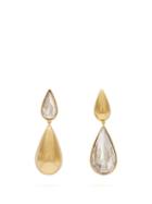 Matchesfashion.com Ryan Storer - Hidden Tear Crystal Embellished Earrings - Womens - Gold