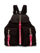 Matchesfashion.com Prada - New Vela Studded Nylon Backpack - Womens - Black Pink
