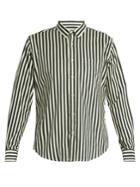 Ami Point-collar Striped Twill Shirt
