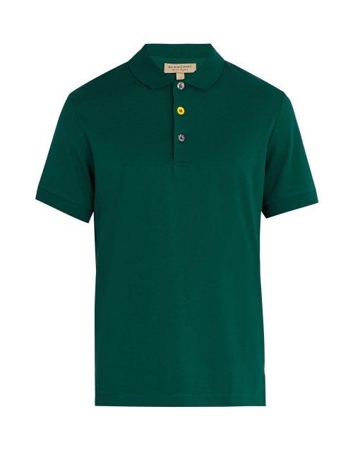 Matchesfashion.com Burberry - Multicoloured Button Cotton Polo Top - Mens - Green