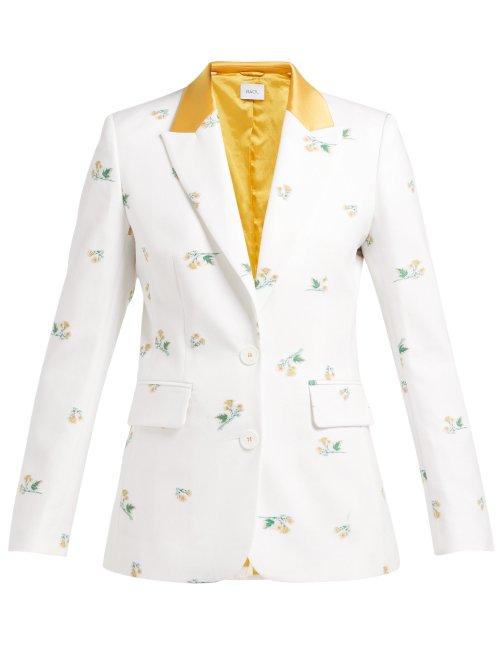 Matchesfashion.com Racil - George Floral Single Breasted Cotton Blend Blazer - Womens - White Multi