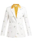 Matchesfashion.com Racil - George Floral Single Breasted Cotton Blend Blazer - Womens - White Multi