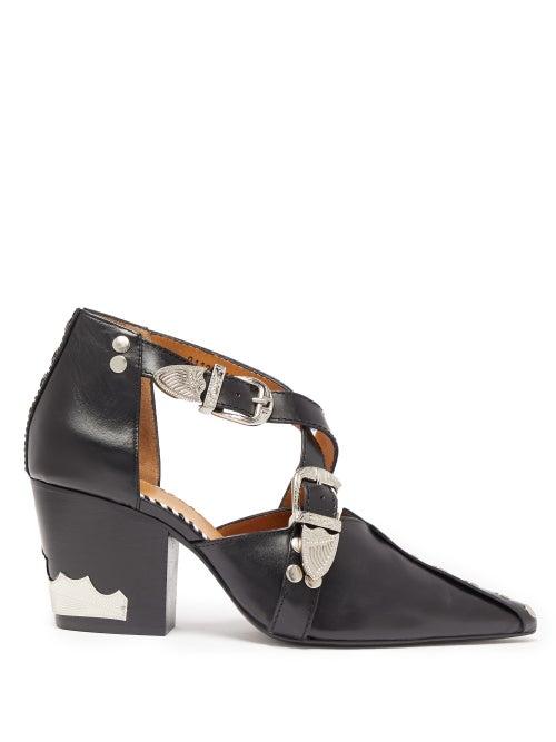 Matchesfashion.com Toga - Western Buckled Leather Ankle Boots - Womens - Black