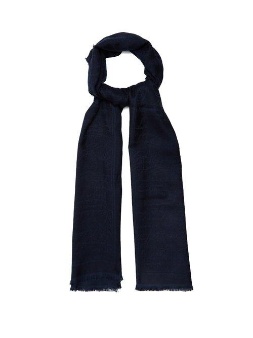 Matchesfashion.com Berluti - Cashmere Blend Scritto Scarf - Mens - Navy