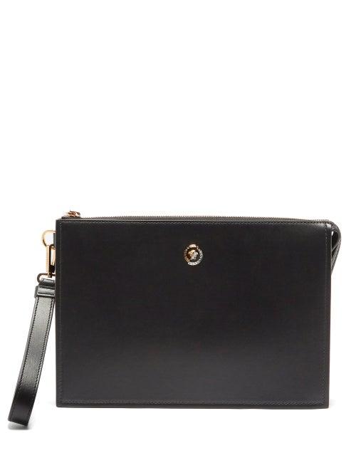 Matchesfashion.com Versace - Medusa Split-plaque Leather Pouch - Mens - Black
