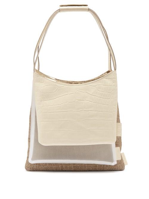 Matchesfashion.com Staud - Charlie Mesh & Leather Triple Tote Bag - Womens - Cream Multi
