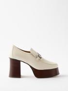 Gucci - Horsebit 95 Leather Platform Loafers - Womens - White