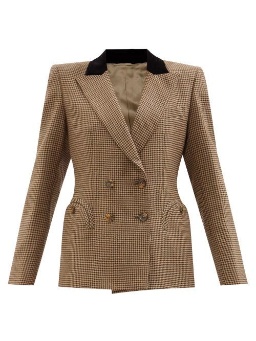 Blaz Milano - Joyette Houndstooth Double-breasted Wool Blazer - Womens - Brown Multi