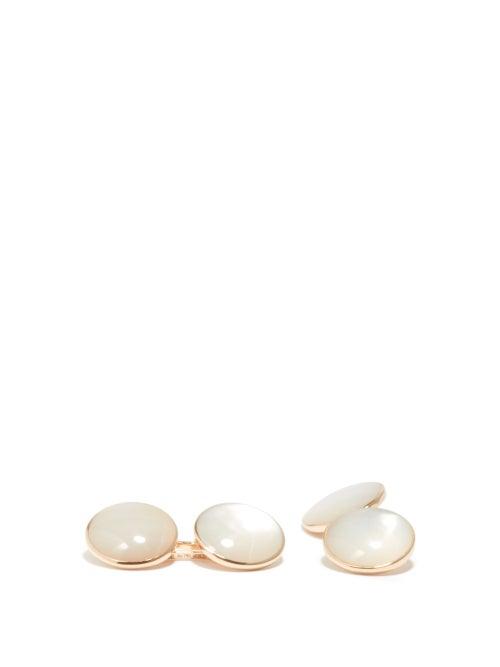 Tom Ford - 18kt Gold & Mother-of-pearl Chain Cufflinks - Mens - White Gold