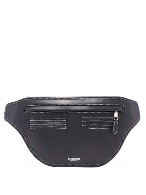 Matchesfashion.com Burberry - Sonny Topstitched Leather Belt Bag - Mens - Black