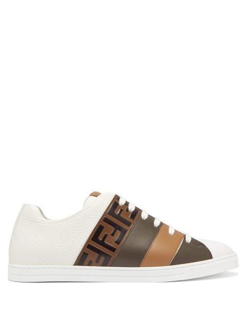 Matchesfashion.com Fendi - Ff Panel Leather Trainers - Mens - White Multi