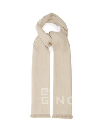 Ladies Accessories Givenchy - Logo-jacquard Wool-blend Scarf - Womens - Beige