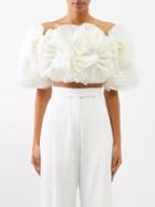 Aje - Off-the-shoulder Pleated Organza Top - Womens - Ivory