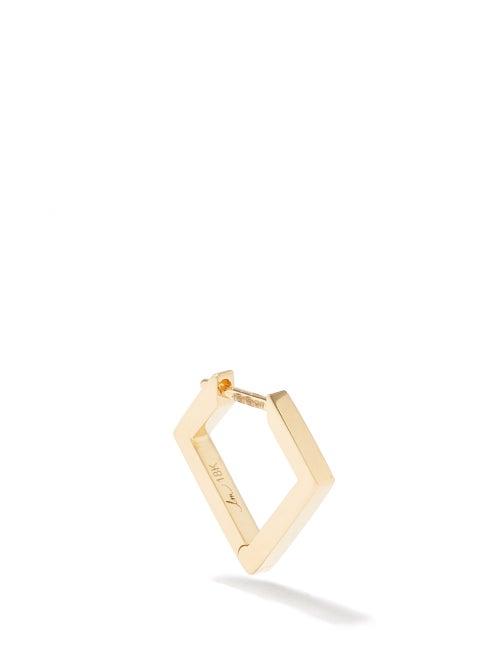 Lizzie Mandler - 2 Carat Knife Edge 18kt Gold Single Hoop Earring - Womens - Yellow Gold