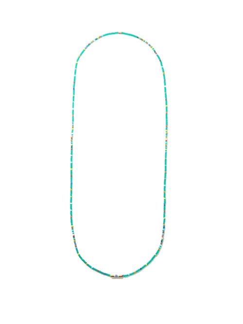 Luis Morais - Enamel & 14kt-gold Beaded Necklace - Mens - Green Multi