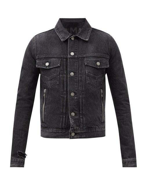 Balmain - Patch-pocket Distressed-denim Jacket - Mens - Black