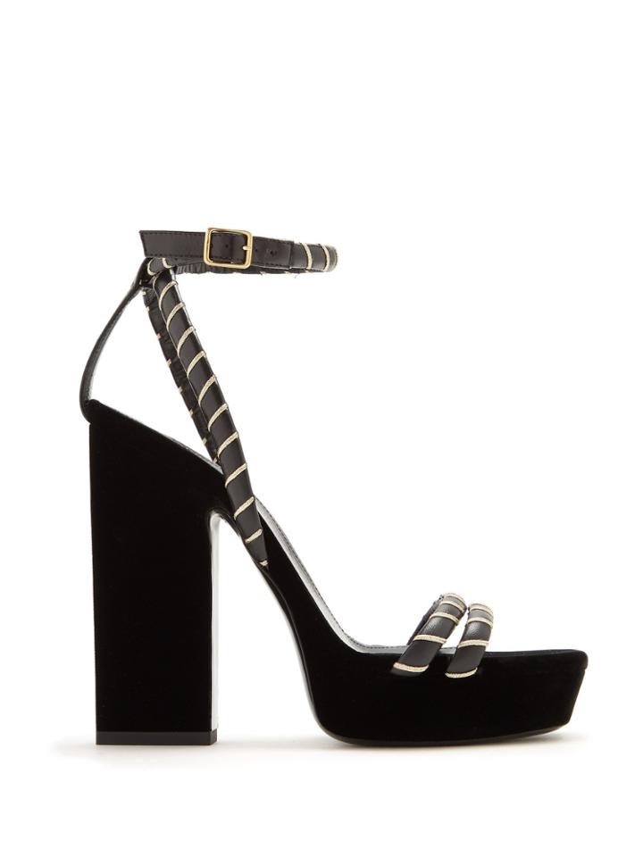 Saint Laurent Debbie Platform Velvet Sandals