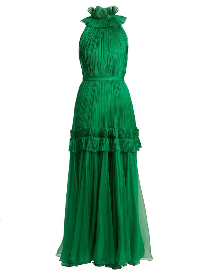 Maria Lucia Hohan Saffia Pleated Halterneck Tulle Gown