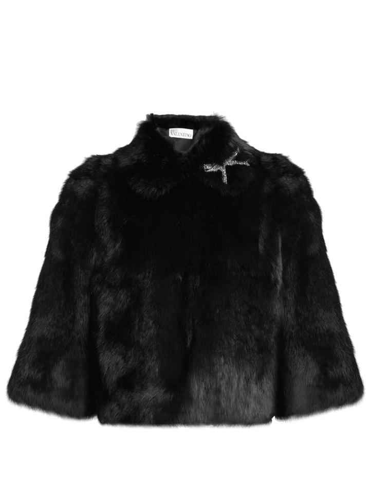 Redvalentino Bow-embellished Rabbit-fur Jacket