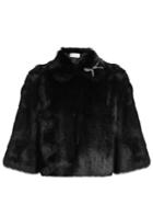 Redvalentino Bow-embellished Rabbit-fur Jacket