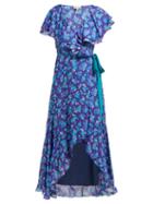 Matchesfashion.com Beulah - Ratna Floral Print Chiffon Wrap Dress - Womens - Navy Multi