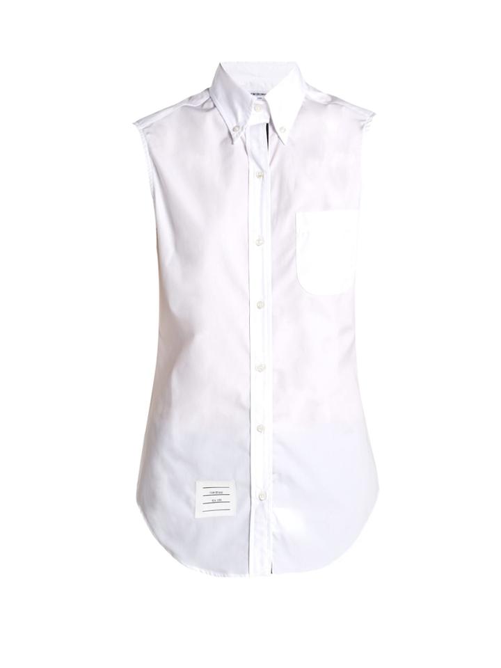 Thom Browne Sleeveless Button-down Collar Cotton-poplin Shirt