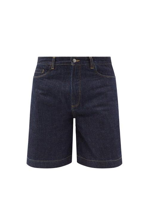 Matchesfashion.com Studio Nicholson - Palermo Selvedge-denim Wide-leg Shorts - Mens - Indigo