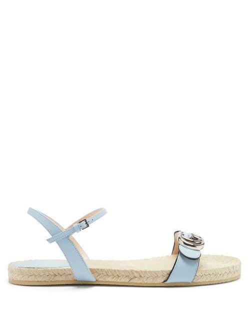 Matchesfashion.com Gucci - Aitana Leather And Jute Sandals - Womens - Light Blue