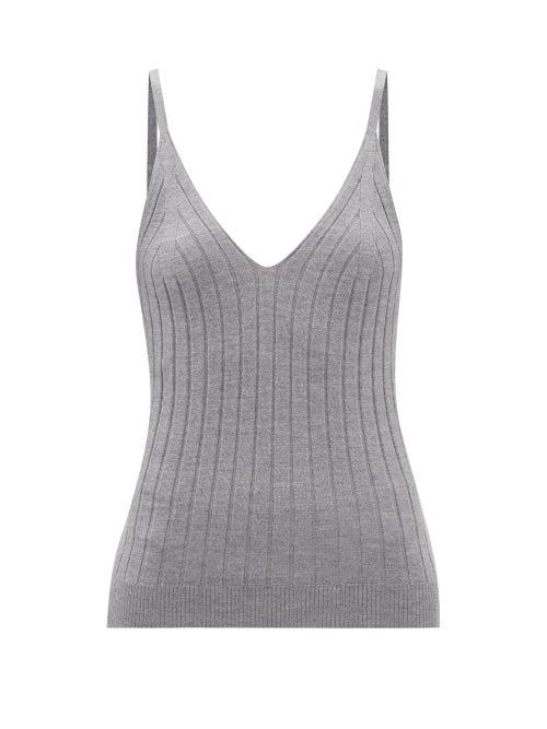Lisa Yang - Cleo V-neck Cashmere Cami Top - Womens - Grey
