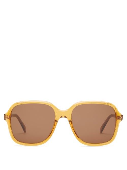 Ladies Accessories Celine Eyewear - Oversized Square Acetate Sunglasses - Womens - Yellow