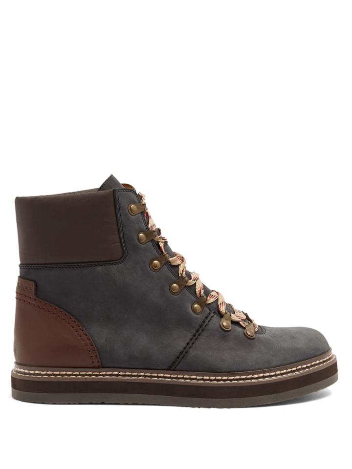 See By Chloé Leather And Suede Ankle Boots