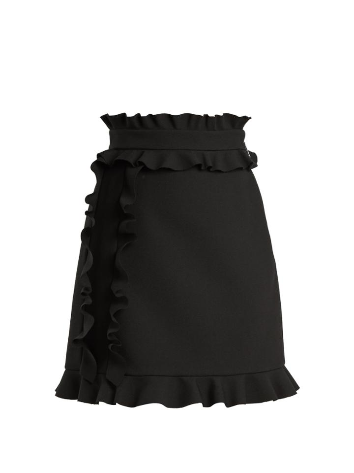 Msgm Ruffle-trimmed Crepe Mini Skirt