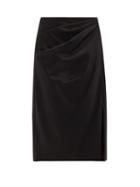 Matchesfashion.com Peter Pilotto - Pleated-side Satin Pencil Skirt - Womens - Black