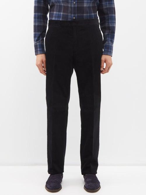 Ralph Lauren Purple Label - Double-pleated Corduroy Trousers - Mens - Black