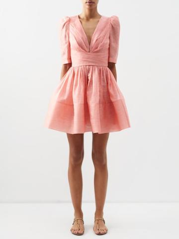 Zimmermann - Wonderland Pleated Mini Dress - Womens - Pink