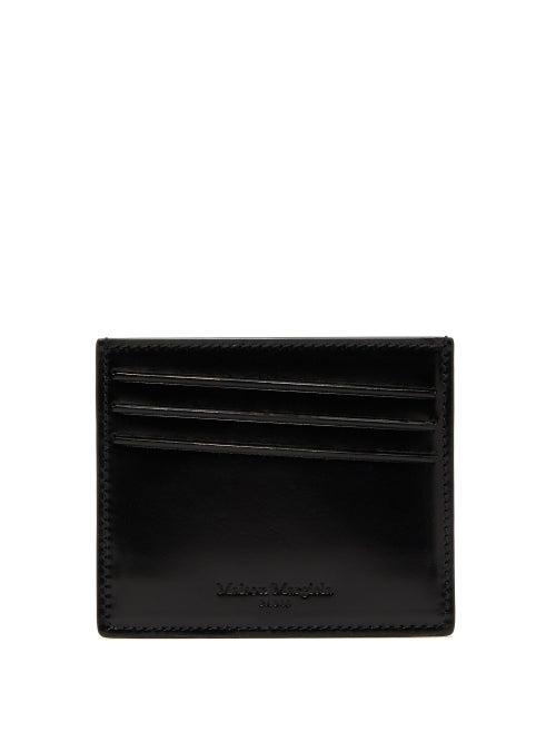 Matchesfashion.com Maison Margiela - Logo Embossed Leather Cardholder - Mens - Black