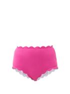 Matchesfashion.com Marysia - Santa Monica Scallop-edged Bikini Briefs - Womens - Dark Pink