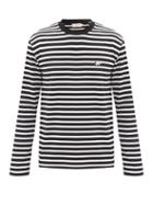 Matchesfashion.com Maison Kitsun - Tricolour Fox-patch Striped Cotton T-shirt - Mens - Black