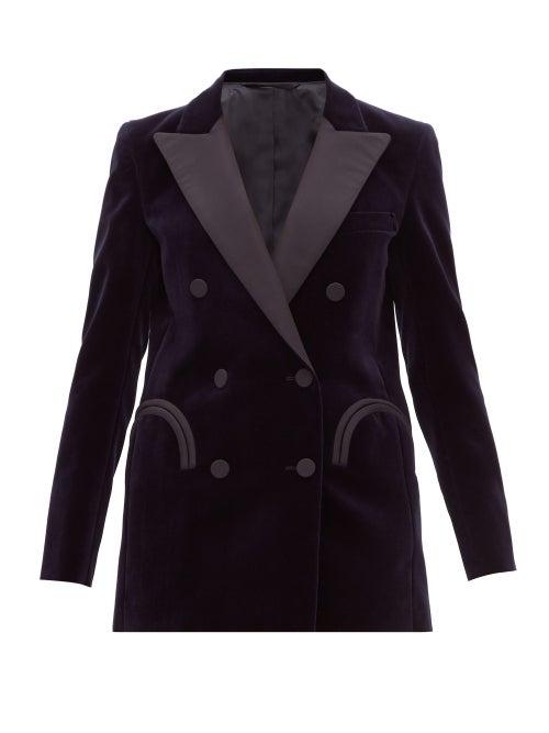Matchesfashion.com Blaz Milano - Jealousy Everyday Double Breasted Velvet Blazer - Womens - Navy