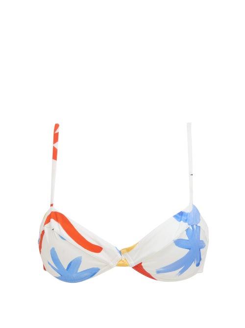 Matchesfashion.com Cala De La Cruz - Carlota Abstract-print Bikini Top - Womens - White Multi