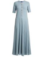 Matchesfashion.com Albus Lumen - Azul Ribbed Cotton Blend Maxi Dress - Womens - Blue