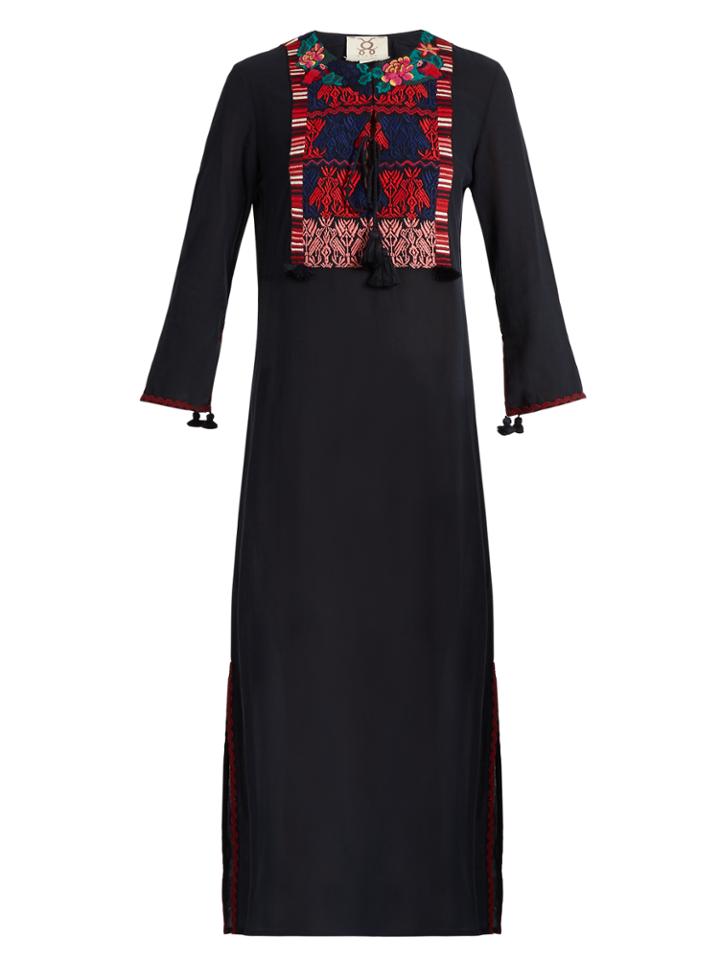 Figue Josefina Embroidered Crepe Midi Dress