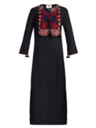 Figue Josefina Embroidered Crepe Midi Dress