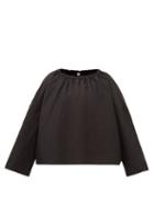 Totme - Gathered Linen-blend Blouse - Womens - Black