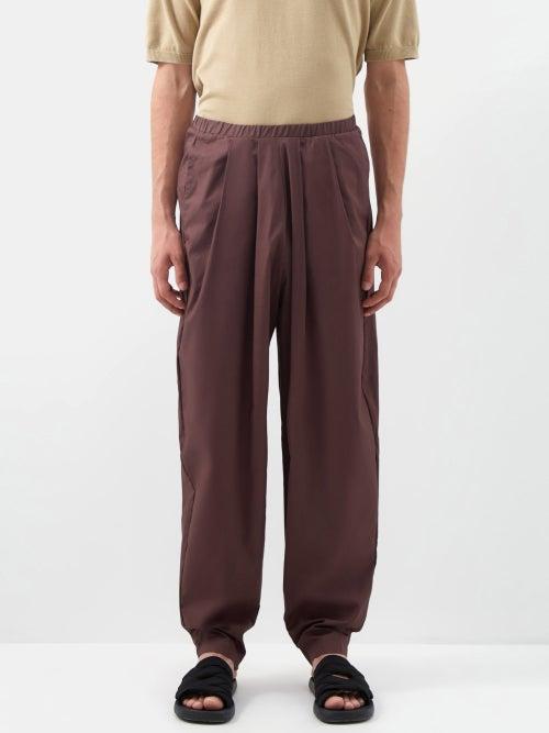 Albus Lumen - Fisherman Pleated Cotton-canvas Trousers - Mens - Brown