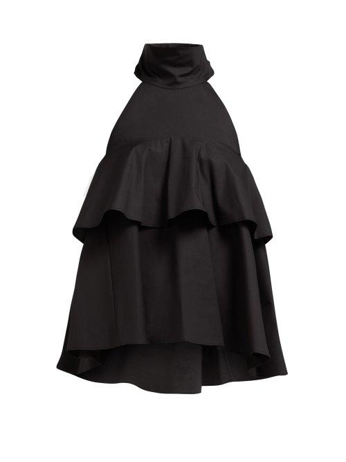 Matchesfashion.com La Doublej - Bonbon Halterneck Cotton Poplin Top - Womens - Black