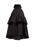 Matchesfashion.com La Doublej - Bonbon Halterneck Cotton Poplin Top - Womens - Black