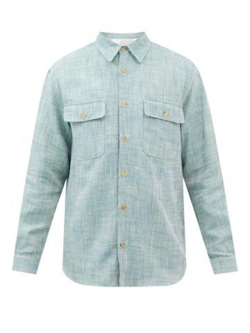 Umit Benan B+ - Herringbone Shirt - Mens - Green