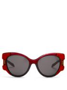 Matchesfashion.com Prada Eyewear - Velvet Covered Cat Eye Sunglasses - Womens - Red Multi